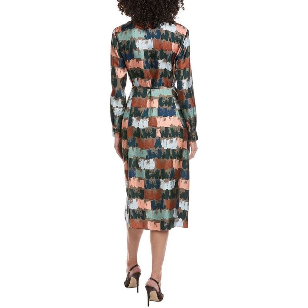 Lafayette 148 New York Womens  Printed Silk Shirtdress, Green - Picture 2 of 3